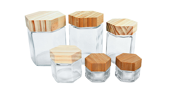  HEMPACKA Hexagon Glass Jar With Bamboo Lid 