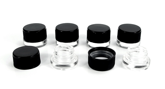 HEMPACKA Custom Logo CBD Glass Concentrate Jar Packaging With Black Sealing Lid