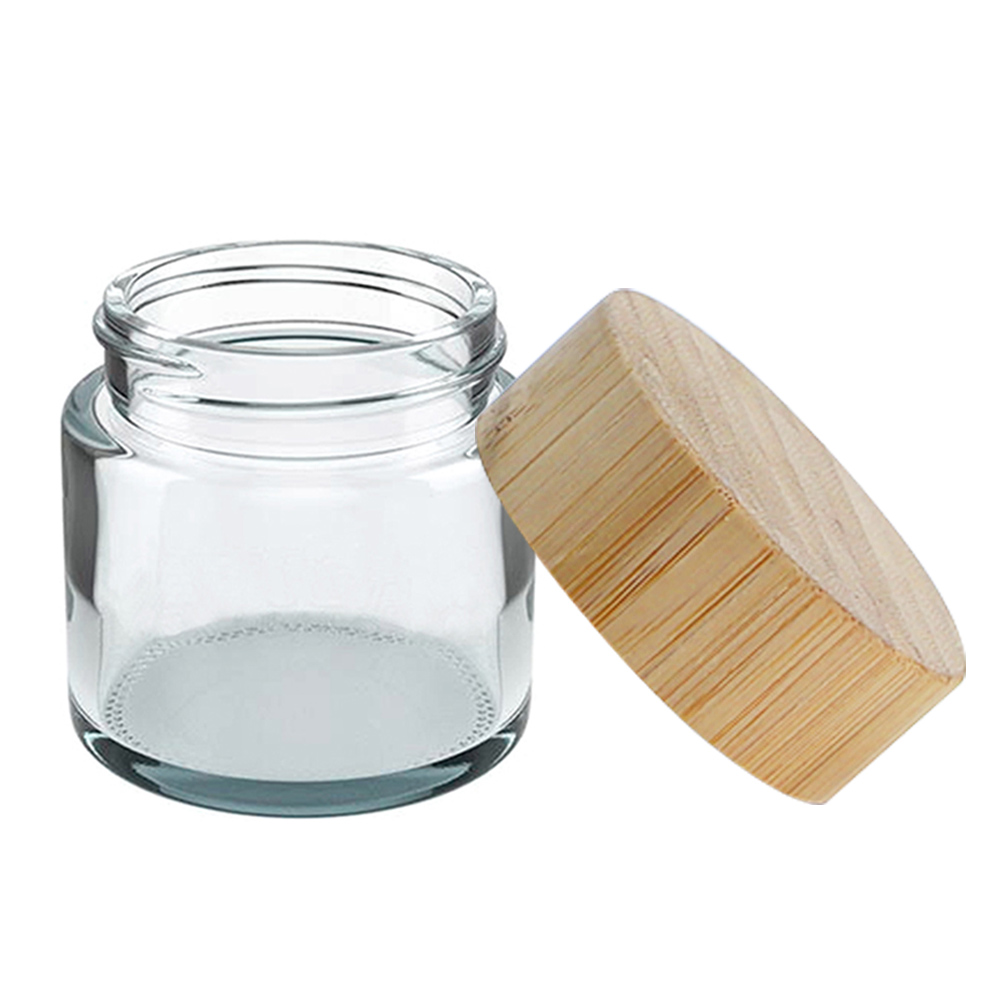 90ml Glass Jar With Wooden Lid Flower Packaging