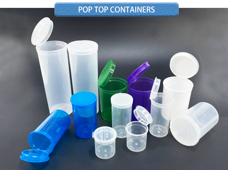 6HEMPACKA Child Resistant Plastic Bottles Hinged Lid  Pop Top Vials