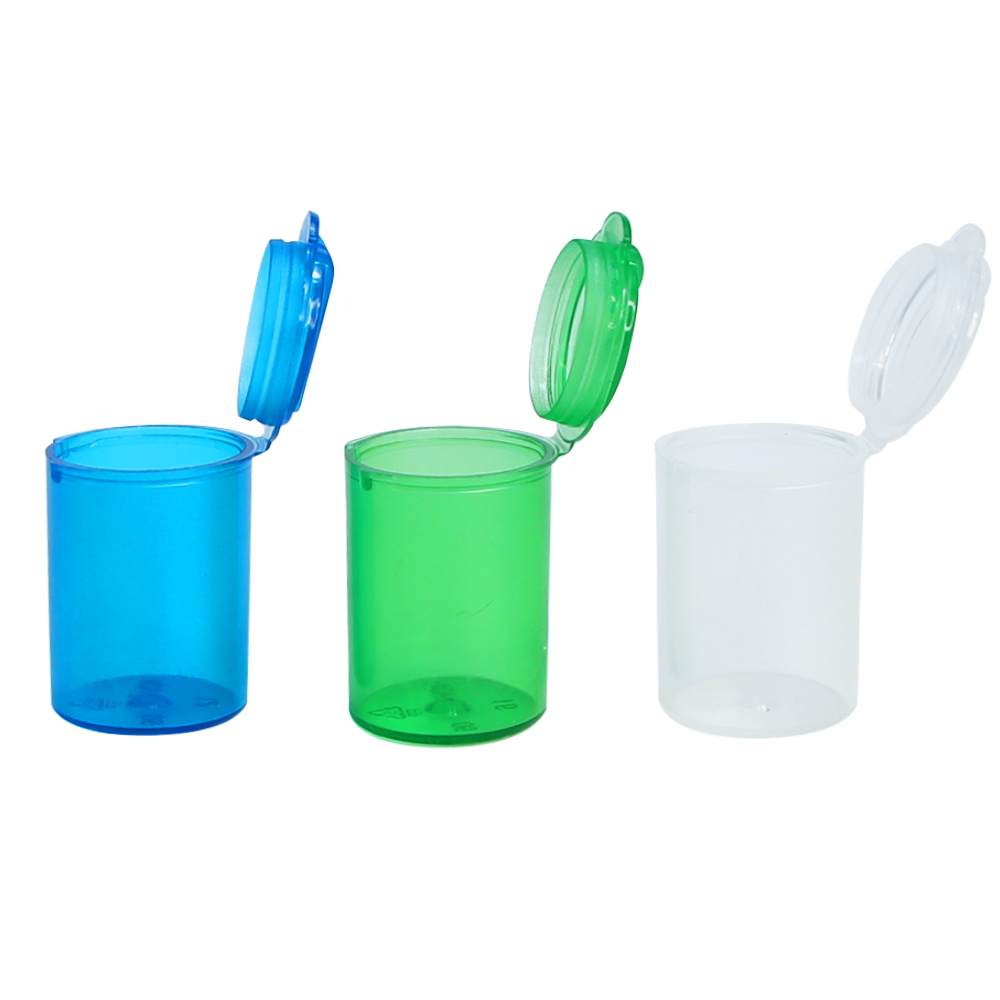 HEMPACKA Child Resistant Hinged Lid Plastic Bottles Pop Top Vials