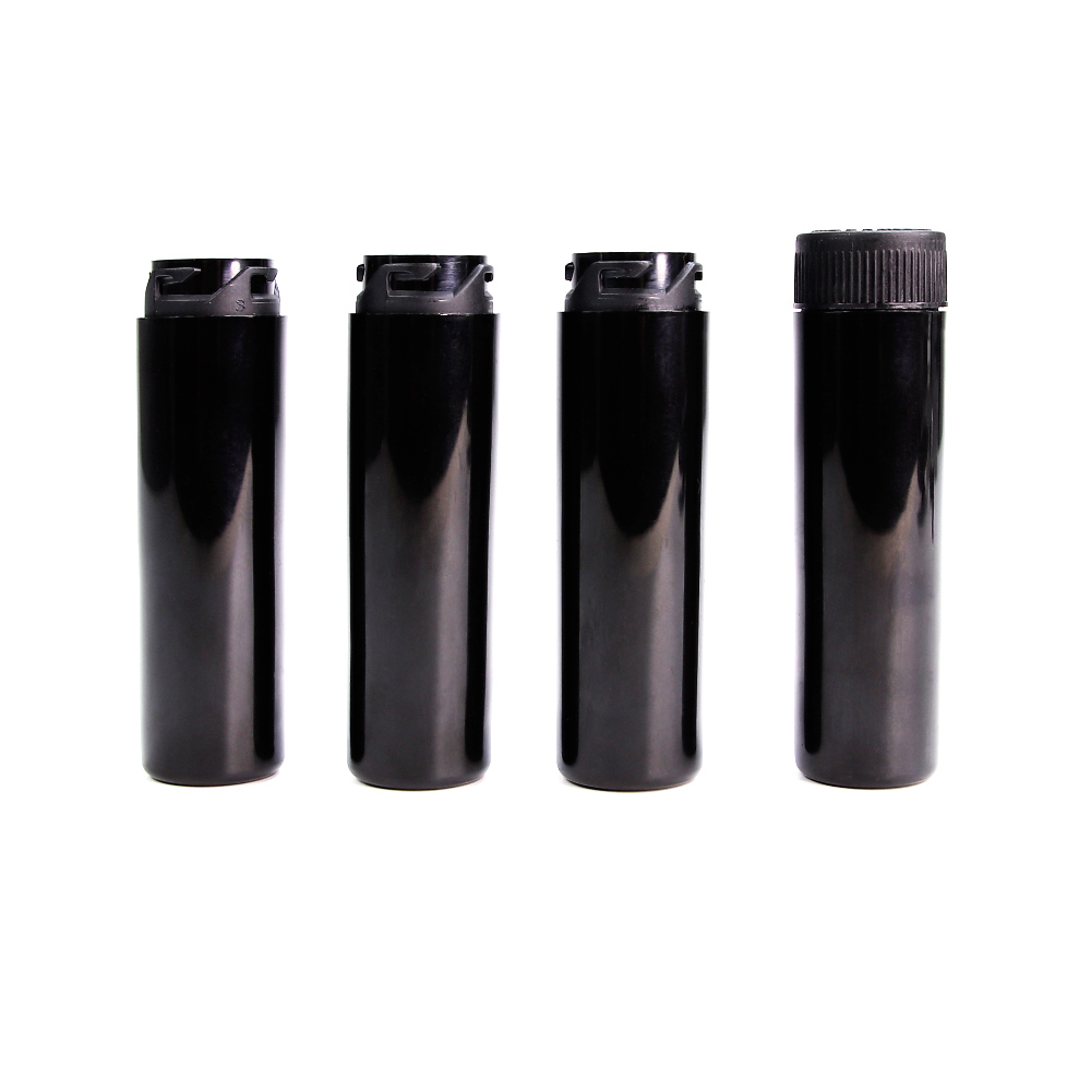 HEMPACKA Child Resistant Cap Black Plastic Pre Roll Tube