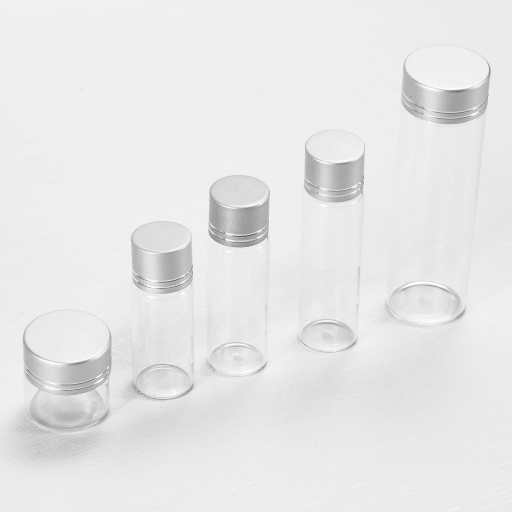 HEMPACKA Leak Proof Airtigh Silver Cap Test Glass Bottle Glass Tube