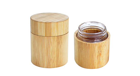 HEMPACKA 110ml Wooden Glass Jar For Flower Packaging