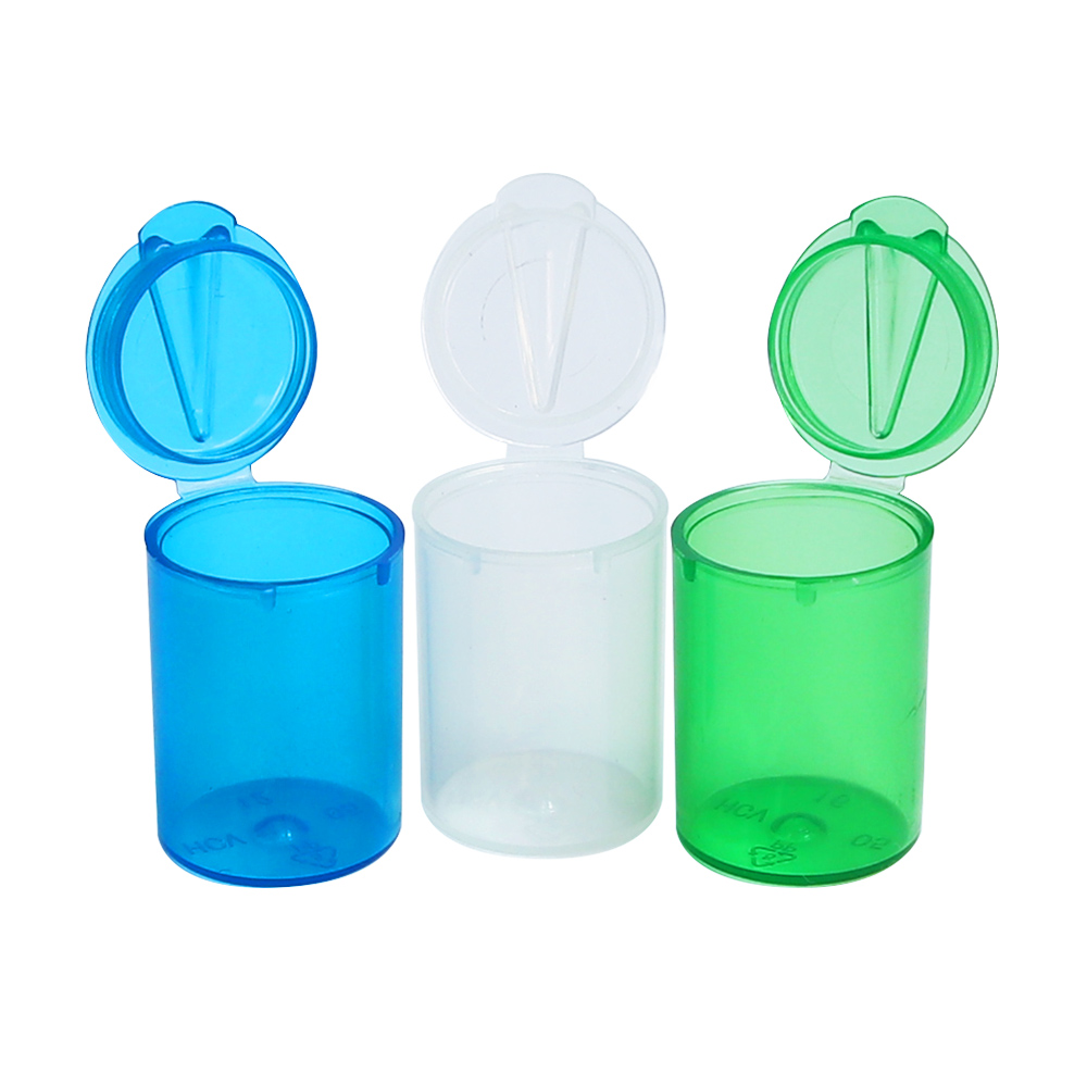 HEMPACKA Child Resistant Hinged Lid Plastic Bottles Pop Top Vials