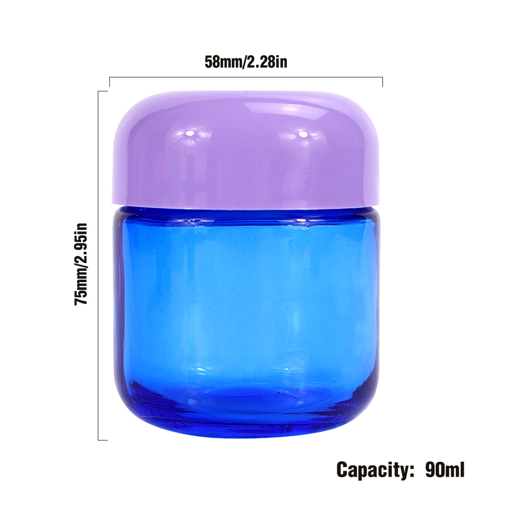 Hempacka Colorful Cap Cannabis Flower Storage Blue Glass Jars  Size