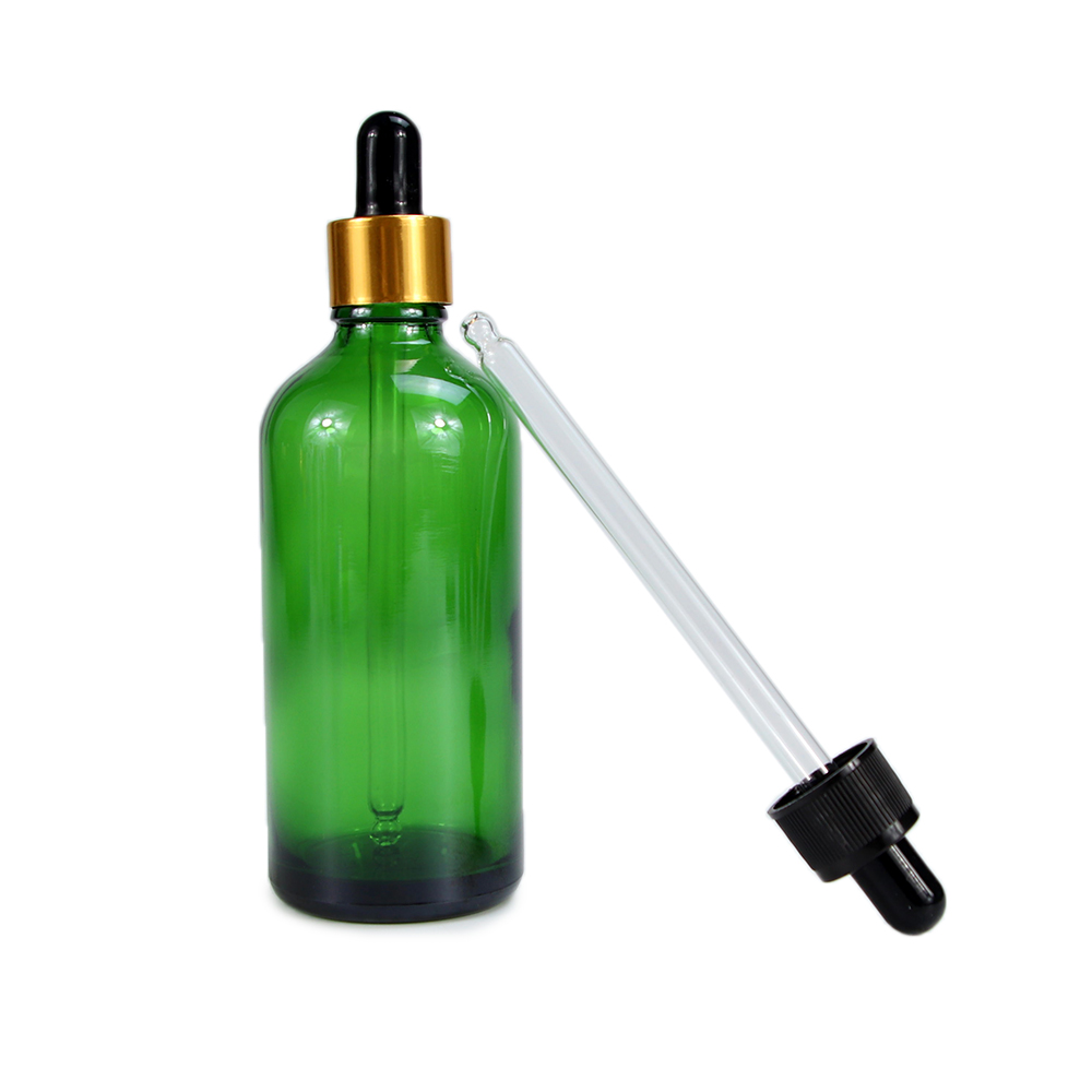 Green Glass Dropper Bottle 