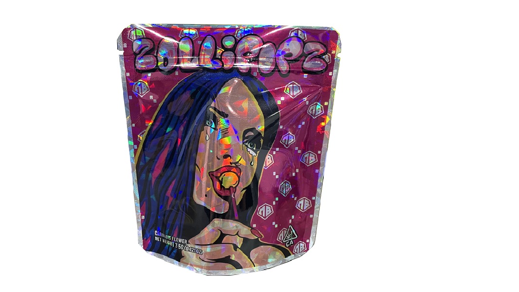 3.5 Grams Holographic Stand Up Smell Proof Cannabis Mylar Bag