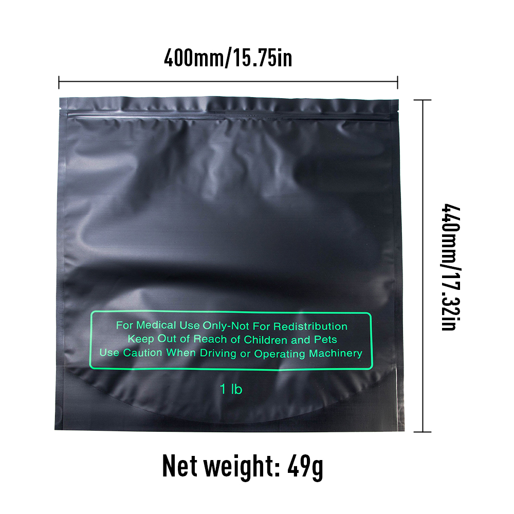 Smell Proof Black Mylar Bag Size 