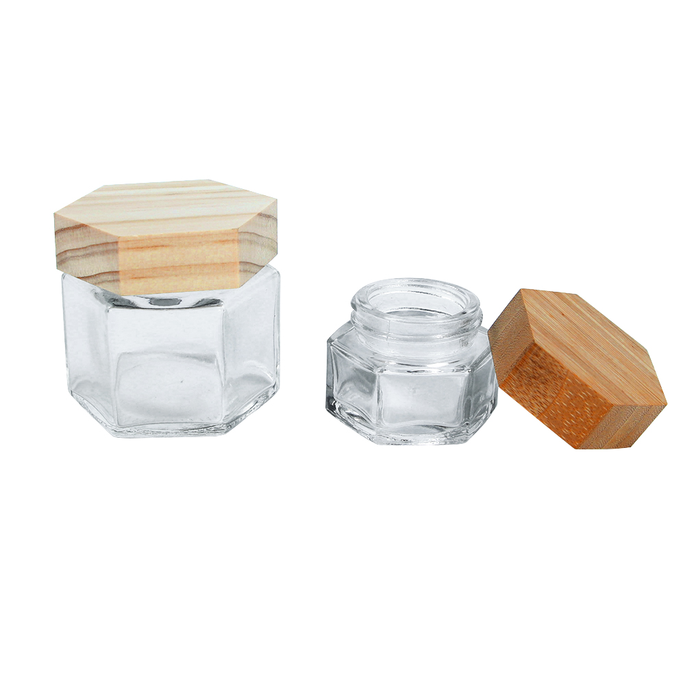  HEMPACKA Hexagon Glass Jar With Bamboo Lid 