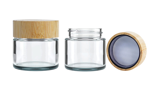 HEMPACKA 90ml Glass Jar With Wooden Lid For Flower Packaging