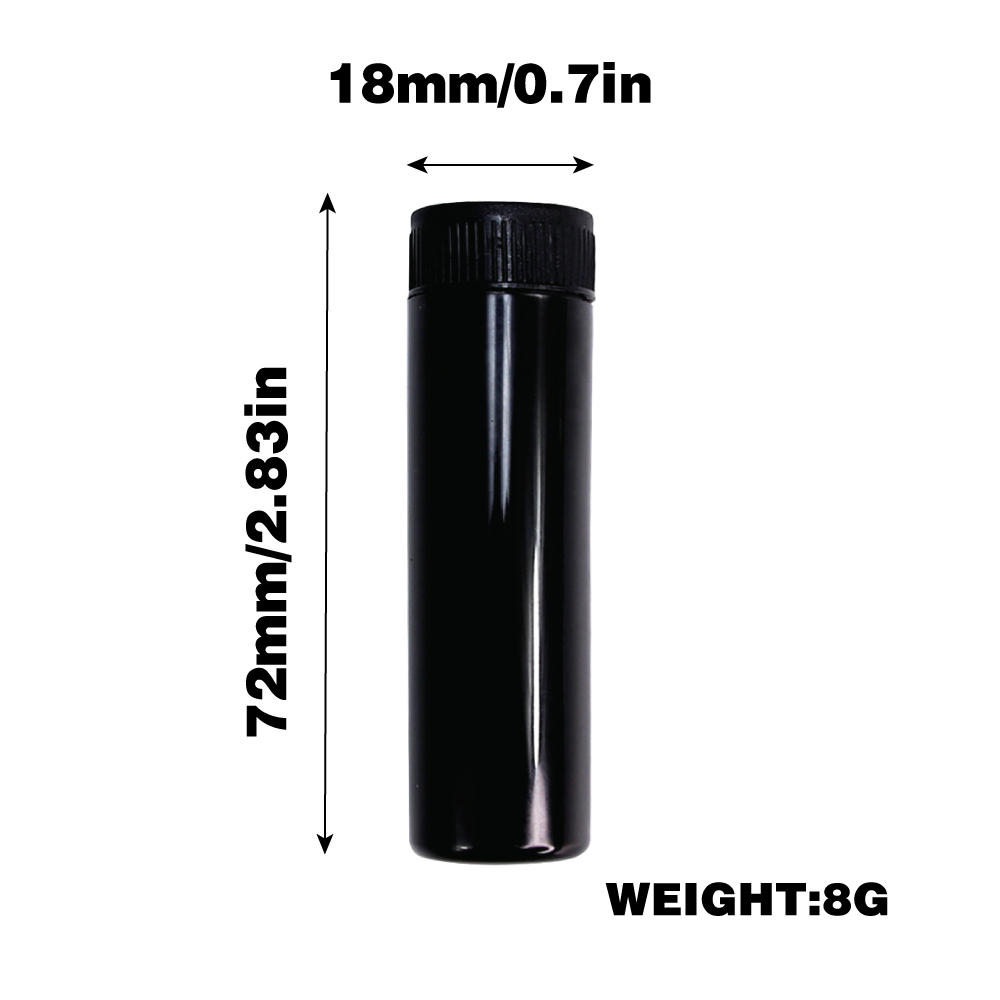 HEMPACKA Child Resistant Cap Black Plastic Pre Roll Tube